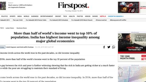More than half of world’s income went to top 10% of population; India has highest income inequality among major global economies