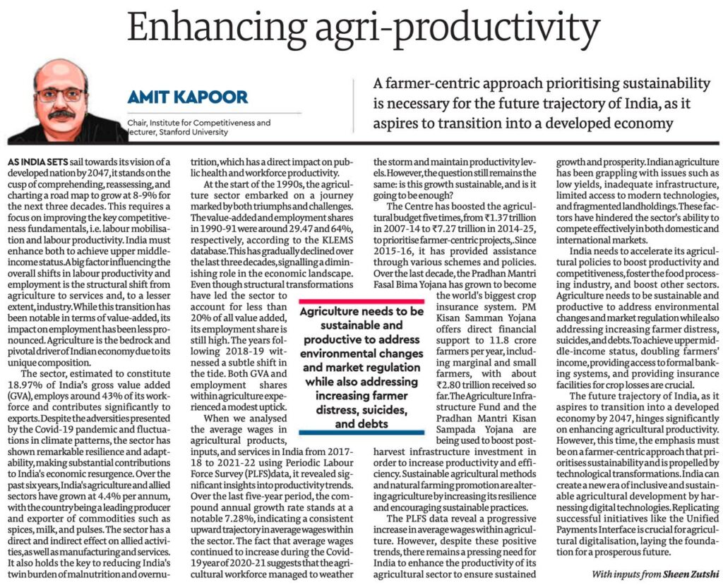 Enhancing agri-productivity